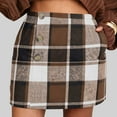 thumbnail image 1 of Roncen Women's Plaid Mini Skirt Pencil Above Knee Length High Elastic Waist Bodycon Zipper Vintage Short Skirts for Women, 1 of 8