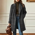 thumbnail image 1 of Roncen Women's Plaid Wool Blend Coat - Longline Notched Collar Winter Jacket with Button Front, 1 of 9