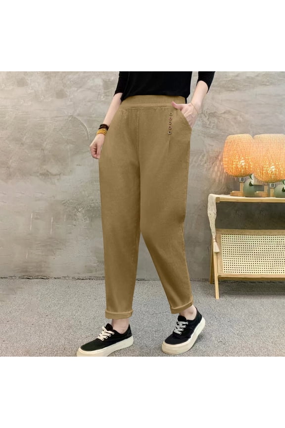 Women's Plus Size Harem Pants - High Waist Loose Fit Casual Trousers for Comfortable Everyday Wear