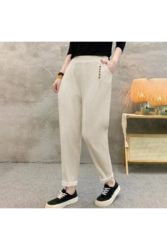Women's Plus Size Harem Pants - High Waist Loose Fit Casual Trousers for Comfortable Everyday Wear