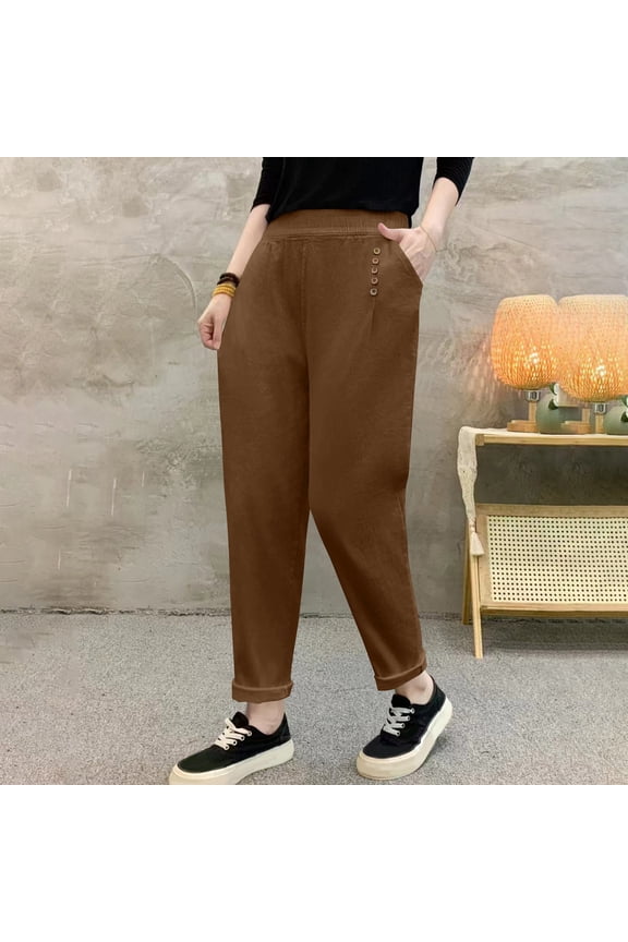 Women's Plus Size Harem Pants - High Waist Loose Fit Casual Trousers for Comfortable Everyday Wear