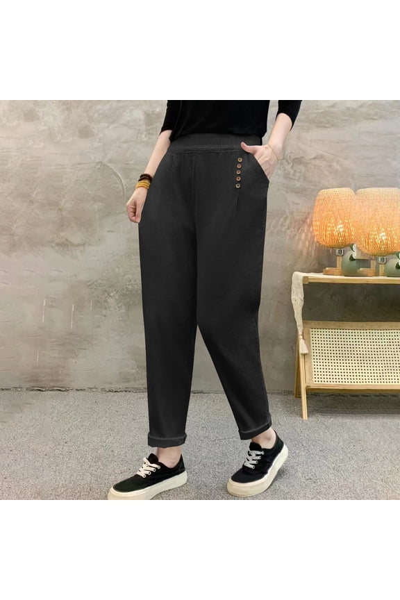 Women's Plus Size Harem Pants - High Waist Loose Fit Casual Trousers for Comfortable Everyday Wear