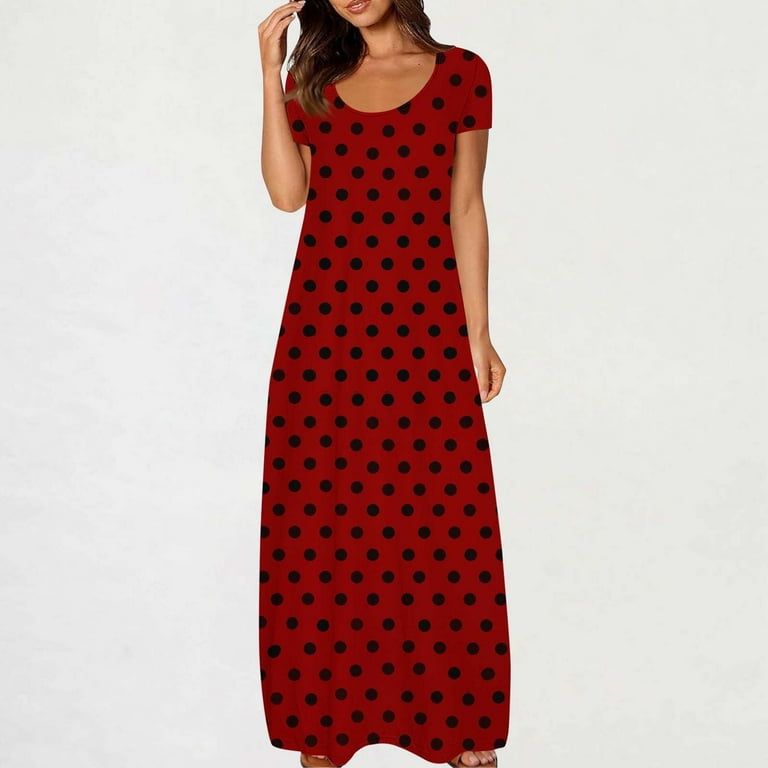 fitted lace wedding dress Women's Retro Style Pin-Up Red and White Polka Dot Belted Bow Party Dress Plus Size US16 / Red