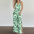 thumbnail image 1 of Roncen Women's Printed Overalls - Sleeveless Wide Leg Jumpsuit with Elastic Waist, Split Hem & Open Back Straps Design, 1 of 6