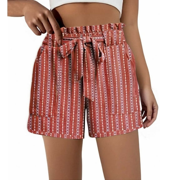 Roncen Women's Printed Shorts - Loose Fit Comfortable Elastic Waist Casual Shorts