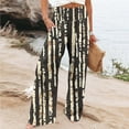 thumbnail image 1 of Roncen Women's Printed Straight-Leg Pants - Loose Fit Casual Trousers with Elastic Waist, High-Rise & Pockets, 1 of 4