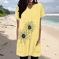 thumbnail image 1 of Roncen Women's Printed V-Neck T-Shirt - Loose Fit Casual Top with Pocket, 1 of 6