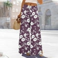 thumbnail image 1 of Roncen Women's Printed Wide Leg Pants - Casual Elastic Waist Trousers with DNatural​​string, Pockets & Side Slit Design, 1 of 8