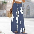thumbnail image 1 of Roncen Women's Printed Wide Leg Pants - Casual Elastic Waist Trousers with Drawstring, Utility Slit & Pockets, 1 of 9