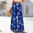 thumbnail image 1 of Roncen Women's Printed Wide Leg Pants - Casual Elastic Waist with Drawstring, Cargo Side Slits & Functional Pockets, 1 of 8