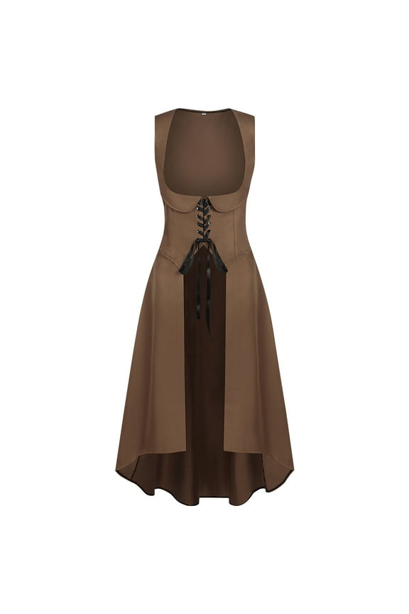 Women's Renaissance Stage Halloween Long Dress - Vintage Gothic Medieval Elegant Flowy Maxi Dress for Theatrical Performances, Cosplay Costume Parties, and Role-Playing Events