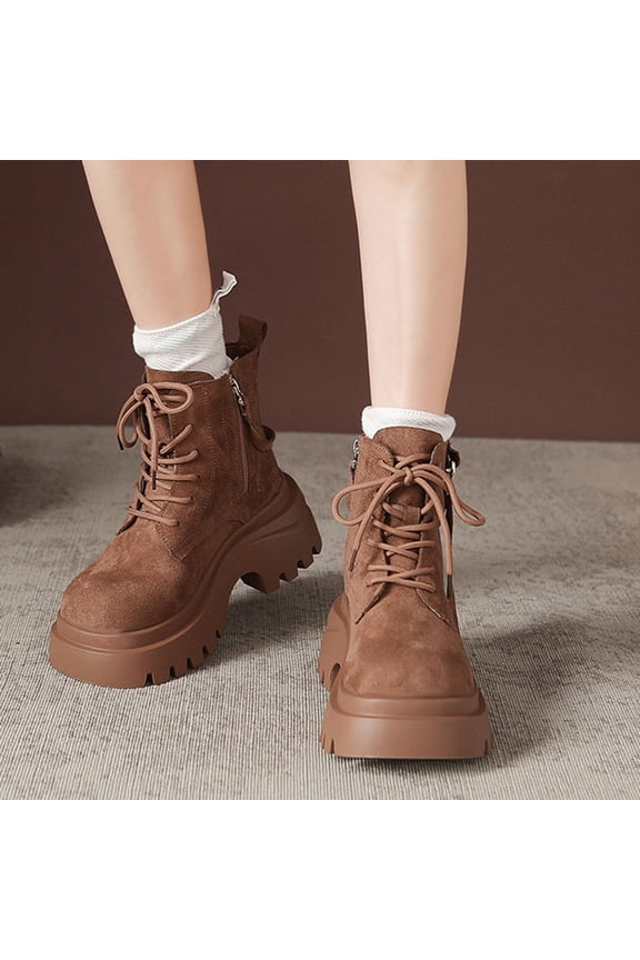 Women's Retro Martin Boots - Chunky Sole Casual Ankle Boots for Fall/Winter, Fashionable Slip-On Design with Vintage Style