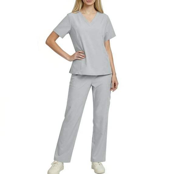 Roncen Women's Scrub Top with Classic V-Neck & Yoga Jogger Pants Medical Nursing Uniform Set