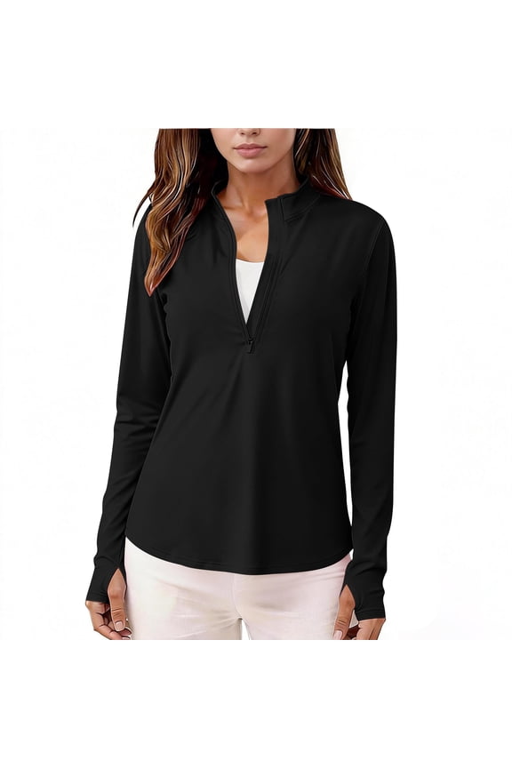Women's Shirts Long Sleeve 1/4 Zip UPF50+ UV Sun Protection Quick Dry Workout Hiking Athletic Shirts Rash Guard