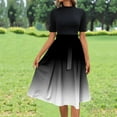 thumbnail image 1 of Roncen Women's Short Sleeve Button-Up High Neck Midi Dress - Belted Waist Elegant Fit Casual to Formal Attire with Adjustable Ties, Classic A-Line Silhouette for Office Party Events, 1 of 6