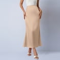 thumbnail image 1 of Roncen Women's Silk Satin Maxi Skirt High Waist Elastic A Line Fishtail Elegant Work Elastic Long Skirts, 1 of 7
