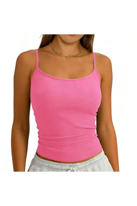 Women's Sleeveless Tank Top Form Fitting Scoop Neck Ribbed Knit Basic Cami Shirts