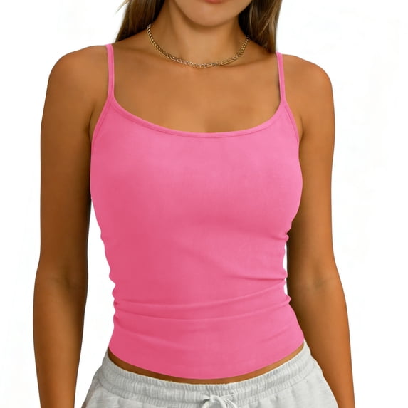 Roncen Women's Sleeveless Tank Top Form Fitting Scoop Neck Ribbed Knit Basic Cami Shirts