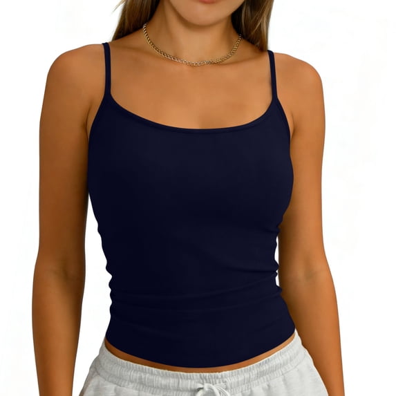Roncen Women's Sleeveless Tank Top Form Fitting Scoop Neck Ribbed Knit Basic Cami Shirts
