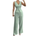 thumbnail image 1 of Roncen Women's Sleeveless Vest & High-Waisted Pants Set - Slim Fit Tailored 2-Piece Outfit for Women, Casual Office Wear with Side Pockets, 1 of 7