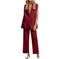 thumbnail image 1 of Roncen Women's Sleeveless Vest & Wide-Leg Suit Set - Business Casual Two-Piece Blazer Outfit with Elastic Waist & Pockets, 1 of 7