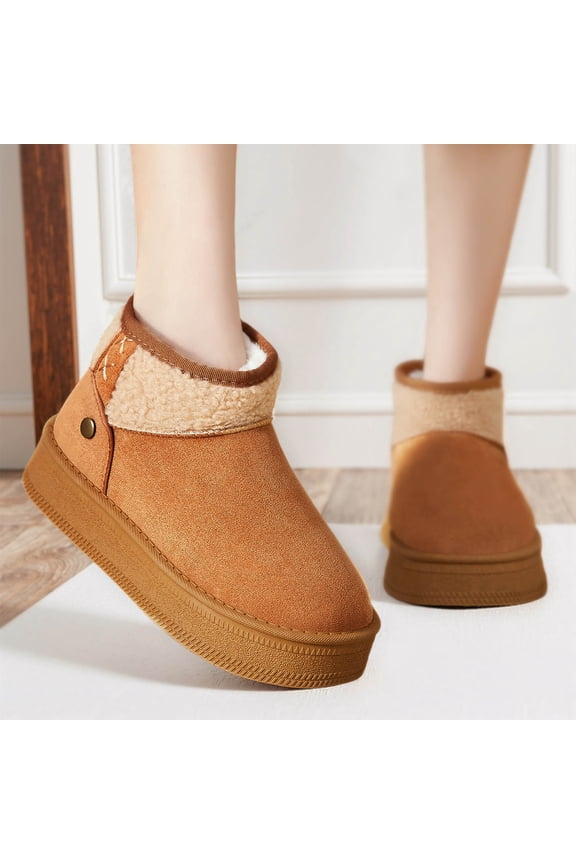 Women's Snow Boots - Fleece-Lined Ankle-Length Winter Boots with Thick Non-Slip Sole & Low Heel for Fall and Winter Warmth