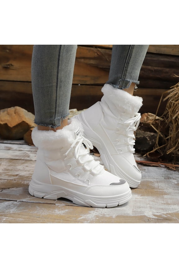 Women's Snow Boots Winter Plush Lined Warm Outdoor High-Cut - Stylish & Versatile Slip-Resistant Durable Traction for Cold Weather