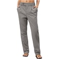 thumbnail image 1 of Roncen Women's Solid Cargo Pants - Casual Straight Leg Trousers with Buttoned Pockets & Functional Design, 1 of 7