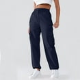 thumbnail image 1 of Roncen Women's Solid Cargo Pants - Elastic Waist with Drawstring & Zipper Pockets, Casual Stretch Trousers for Comfort Fit, 1 of 5