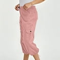 thumbnail image 1 of Roncen Women's Solid Cargo Pants - Mid-Rise Elastic Waist with Drawstring Cuffs, Multi-Pocket Outdoor Work Trousers Featuring Button Details & Utility Design, 1 of 9