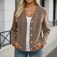 thumbnail image 1 of Roncen Women's Solid Color Button-Up Cardigan - Long Sleeve Knit Sweater Coat with Open Front - Casual Loose Fit Cozy Outwear for Fall and Winter Seasons, 1 of 6
