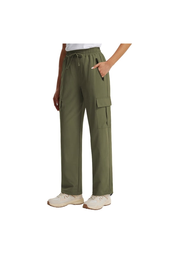 Women's Solid Color Cargo Pants - Quick-Dry Water-Resistant Hiking & Mountain Climbing Trousers with Multiple Pockets