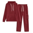 thumbnail image 1 of Roncen Women's Solid Color Hooded Sweatsuit Set - Casual Comfort Fit Pullover & Joggers with Elastic Waist, Long Sleeve Lounge Set for Everyday Wear, 1 of 8
