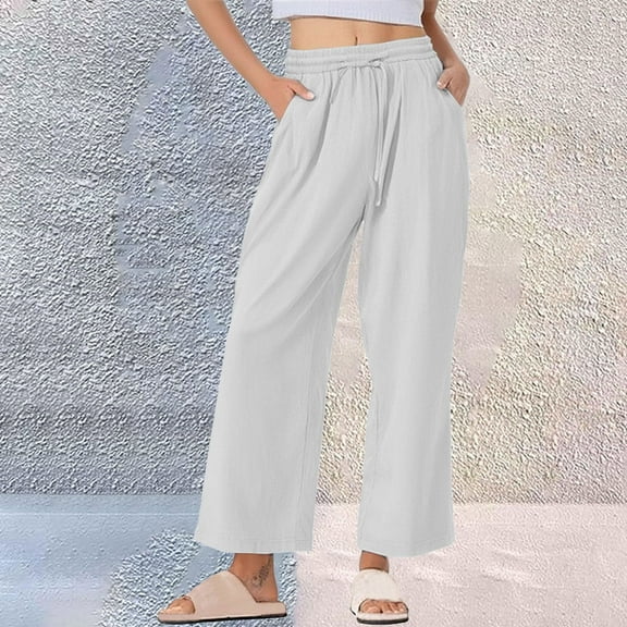 Roncen Women's Solid Color Jogger Pants - Casual Loose Fit Elastic Cuff Trousers with Drawstring Waist & Pockets