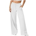 thumbnail image 1 of Roncen Women's Solid Color Jogger Pants - Casual Straight-Leg Wide-Leg Trousers with Drawstring Waist & Pockets, 1 of 6