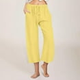 thumbnail image 1 of Roncen Women's Solid Color Linen Pants - Loose Fit Wide Leg Cropped Trousers with Drawstring Waist & Casual Style, 1 of 7