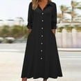 thumbnail image 1 of Roncen Women's Solid Color Long Sleeve Cotton Linen Ankle Length Skirt with Buttons - Casual Midi Skirt, 1 of 7