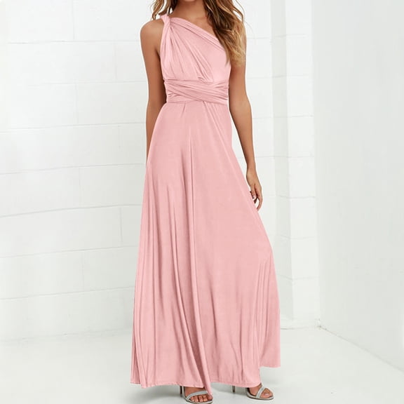 Roncen Women's Solid Color Multi-Way Cross-Back Bandage Maxi Dress - Adjustable Ties, Sexy Open Back Design, Versatile Styling for Elegant Formal Evening Gown, Prom, Special Occasions