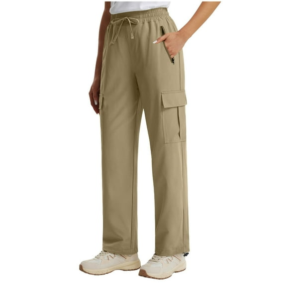 Roncen Women's Solid Color Quick-Dry Cargo Pants - Water-Resistant Hiking & Sport Trousers with Multiple Pockets