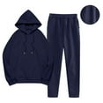 thumbnail image 1 of Roncen Women's Solid Color Sports Pants Hooded Sweatshirt Jacket Back Pocket Pants Set, 1 of 7