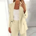 thumbnail image 1 of Roncen Women's Solid Color Suit Set - Long Sleeve Cardigan Blazer with Button Front & Pocket Trousers Two-Piece Formal Office Attire, 1 of 8