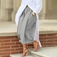 thumbnail image 1 of Roncen Women's Solid Color Wide Leg Cropped Pants - Casual Elastic Waist Pleated Trousers with Pockets, 1 of 9