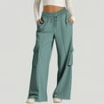 thumbnail image 1 of Roncen Women's Solid Color Wide Leg Jogger Pants - Casual Loose Fit Cargo Trousers with Drawstring Waist & Multi-Pockets, 1 of 8