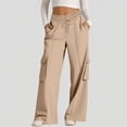 thumbnail image 1 of Roncen Women's Solid Color Wide Leg Jogger Pants - Casual Loose Fit Cargo Trousers with Drawstring Waist & Multi-Pockets, 1 of 8