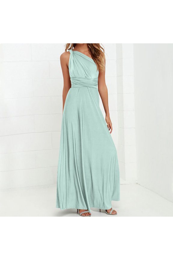 n Women's Solid Dress - Multi-Way Strap Crisscross Back Straps Sexy Backless Bandage Bodycon Maxi Dress, Elegant Long Dress for Evening Party, Date Night, Special Occasions