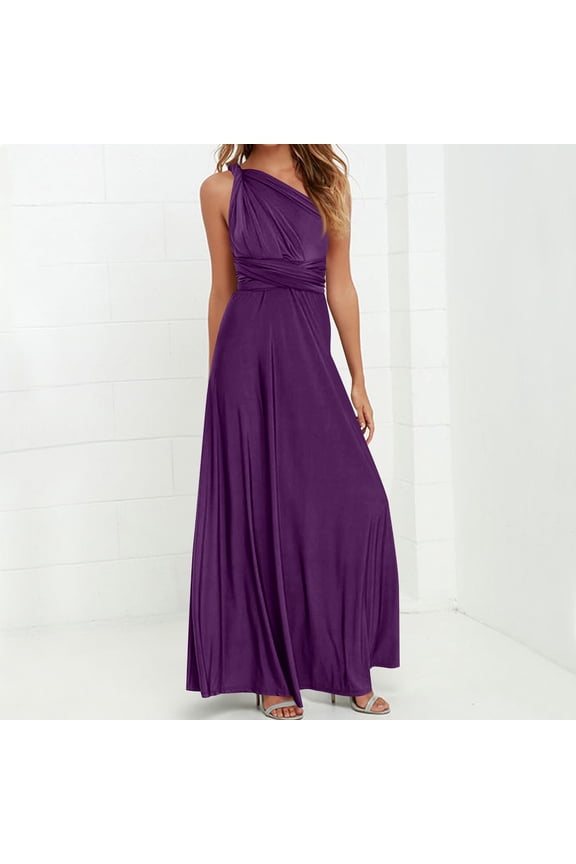 n Women's Solid Dress - Multi-Way Strap Crisscross Back Straps Sexy Backless Bandage Bodycon Maxi Dress, Elegant Long Dress for Evening Party, Date Night, Special Occasions