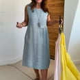 thumbnail image 1 of Roncen Women's Solid Dress - Round Neck Sleeveless Button Front with Pockets, Casual Comfortable Summer Dress for Daily Wear, Office and Outdoor Activities, 1 of 7