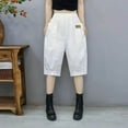 thumbnail image 1 of Roncen Women's Solid Harem Cargo Capri Pants - Versatile Elastic Cuffs & DNatural​​string Hem with Functional Pockets for Casual Wear, 1 of 3