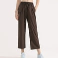 thumbnail image 1 of Roncen Women's Solid High-Waisted Capri Pants - Elastic Waist Wide-Leg Cropped Trousers with Drawstring & Pockets - Casual Loose Fit, 1 of 5