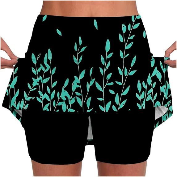 Roncen Women's Solid Mid-Rise Skort - Sporty Casual Shorts with Layered Skort Design for Versatile Styling